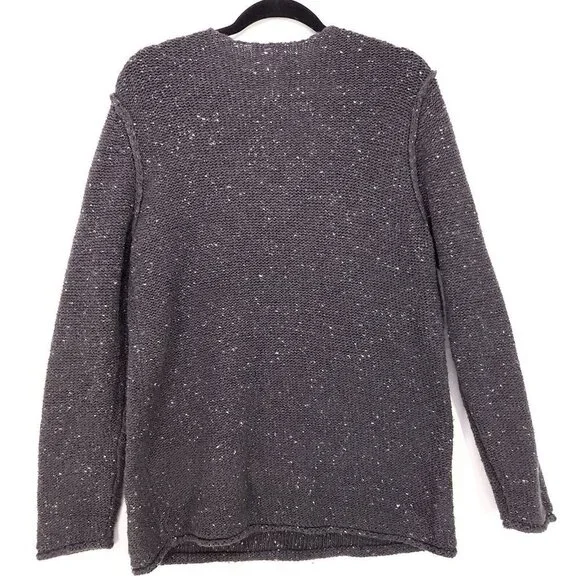 Cabelas Sweater Chunky Knit Womens Large Pullover Dark Gray Swiss Dot V-Neck - Picture 2 of 10